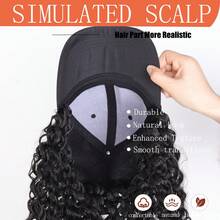 Tóc giả tổng hợp 16 inch kèm mũ lưỡi trai, tóc đen dài xoăn kiểu châu Phi, tóc giả xoăn xù tự nhiên kiểu Afro. - Dark Brown - Xem 7
