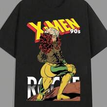 Black T - Shirt With 90s Rogue Print,Casual Print,Comfortable And Versatile,Pure Cotton 220g Printed T-Shirt,Unisex Style,Disfraz De Halloween Hombre,Men Fall Clothes,Y2K,Nightmare Before Christmas - 藍色 - 查看 6