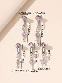 5 chiếc khuyên rốn giả, khuyên rốn không cần xỏ lỗ dành cho nữ - Bạc - Xem 4