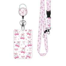 一套（证件夹+卡套+挂绳）多功能樱桃图案挂绳，适用于证件，简约可伸缩证件夹，配有可拆卸颈带，竖款证件卡套保护套，适合护士、医生、教师、学生、上班族、旅行者、医务人员，办公节日礼物 - 百搭款 - 查看 16