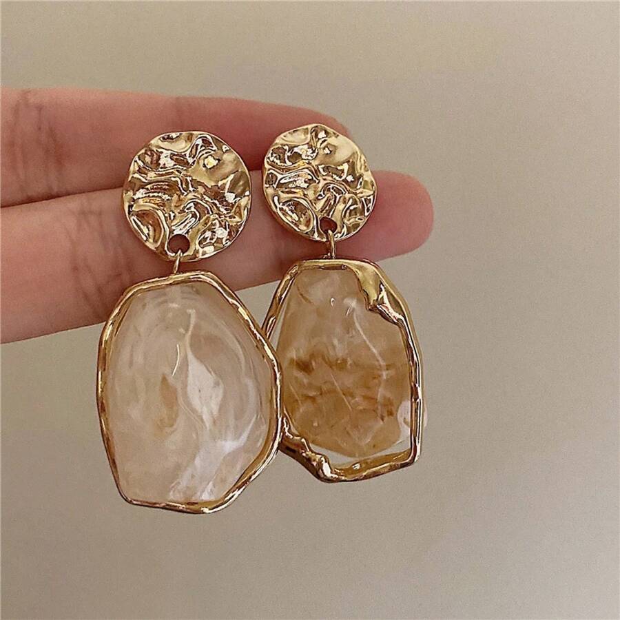 Korean 2026 New Geometric Irregular Resin Earrings, Women's Fashion Wedding Party Jewelry Gifts Wholesale - 01 - 查看 1
