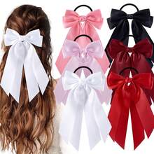 Bộ 6 dây buộc tóc nơ cho bé gái, băng đô không gây hư tổn tóc, phụ kiện tóc ruy băng. - Nhiều màu - Xem 12