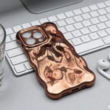 Funda de burbujas simple compatible con el estuche del teléfono móvil Apple 16pro Max, estuche nuevo de Apple 17 14/13 con acabado de electrochapado de alta gama - Naranja - Ver 3