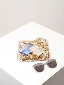 Mini Glitter Clutch Bag, Random Pattern, Elegant Ladies Handbag Suitable For Evening, Party, Ball, Wedding - Gold - View 7