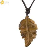 1pc Natural Stone Leaves Pendant Necklace For Women Healing Hand Carved Crystal Necklaces Man Jewelry Halloween Gift H246 - Necklace - View 9