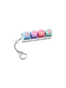1pc Keyboard Finger Spinner, Cute Cat Paw Shaped Keyboard Keychain, Stress Relief Button Finger Toy, Adjustable Keyboard Press Finger Toy, Cat Paw Pattern, Ample Stock, Adorable Design, Meets Your Daily Needs And Replacement Needs, You Can Also Share With Colleagues And Friends. - Multicolor - View 8