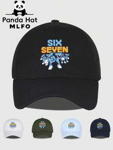 MLFO Gorra de béisbol unisex SIX SEVEN con estampado de píxeles de dibujos animados, sombrero de sol ajustable con lavado vintage, estilo streetwear para hombres y mujeres - seis siete - Ver 1