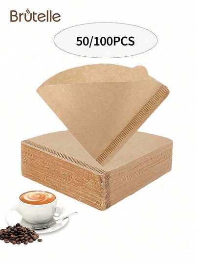  1 tờ giấy lọc cà phê nhỏ giọt cầm tay Brutelle, phù hợp với các mẫu V01 và V02, có hai màu tự nhiên và trắng, thích hợp sử dụng tại nhà, văn phòng, góc cà phê và khi đi du lịch.