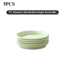 5pcs Round Plastic Flower Pots With Saucers, Leak-Proof Trays For Indoor/Outdoor Gardening, 5/6/7/8/9/11/12 Inch Sizes Available, Durable Anti-Scratch, Easy To Clean, Space-Saving, Can Also Be Used As Bird Bath Or Drip Tray, Suitable For Flower, Grass And Plant Care Enthusiasts - A - View 8