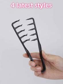 New Fluffy Wide-Tooth Styling Comb - Fluffy Texture, For Men, Made Of ABS Plastic With Textured Handle, Suitable For All Hair Types, Essential For Home, Back To School, Travel, Can Create Smooth Backcombed Hairstyles - Multicolor - View 15