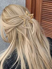 1pc Sweet & Cool Pentagram Hair Clip For Women With Thin Hair, Star Shaped Hair Pin For Half Up Hairstyle, Hair Claw Hair Accessory For Back Head,Y2k Hair Clips Hair Jaw Clip Hair Clamps Hair Clutch Hair Clip, School Stuff, College Fall Winter Claw Clip Hair Accessories For Women For Vacation Outfits Woman Summer Beach - 彩色 - 查看 1