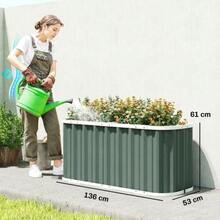 Metal Raised Garden Bed, 136 X 53 X 61 Cm Deep, With Protective Edges, Plant Labels, Gloves, And Open Bottom. - Green - View 2