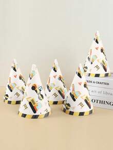 6 piezas Sombreros de papel con patrón de vehículos de construcción, sombreros de fiesta con tema de construcción, sombreros de cumpleaños con tema de construcción, decoraciones de fiesta de cumpleaños, accesorios de fiesta de celebración, decoración de baby shower, fiesta de cumpleaños, decoraciones de fiesta de cumpleaños con tema de construcción, suministros de fiesta de cumpleaños, accesorios de foto de fiesta de cumpleaños, decoraciones de cumpleaños, regalos de cumpleaños, recuerdos de fiesta - vehículo de ingeniería - Ver 10