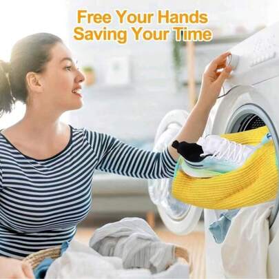 2 pièces/1 pièce Sac de lavage de chaussures 360 durable, sac de lessive spécialement conçu pour réduire le bruit et prévenir la déformation, convient pour la machine à laver, réutilisable, outil de nettoyage lâche avec fonction de séchage à l'air, convient pour tous types de chaussures, telles que les sandales, les chaussures en canevas, les chaussures pour enfants, les chaussures pour hommes/femmes/accessoires de salle de bain.