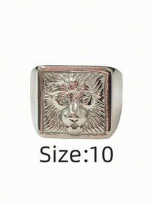 1枚狮头嘻哈复古哥特风个性休闲男士戒指，316不锈钢材质，18K真空镀金，经久耐用，防水防褪色，适合日常通勤、商务场合、街头派对、时尚搭配。 - 獅子頭男士戒指 - 查看 23
