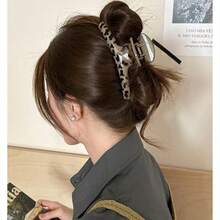 3pcs Leopard Print Hair Claws For Women, High-End Sense Hair Claw For Back-Of-Head Hair Styling, Simple Hair Clips & Hair Accessories, Women's Hair Accessories, Mother's Day Gifts - Hair Claw - View 2