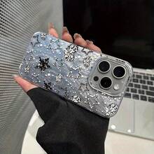Starry Sky Feather Mesh Shiny Pattern Phone Case, Suitable For IPhone 17/16/15/14/13/12/11/XS/XR/X/7/8 Plus/Pro/Max/Mini - Creative Fashionable Minimalist Design Personalized Full-Body Shockproof Protective Case - Camlet - View 2