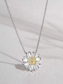 1pc S925 Sterling Silver Daisy Pendant Necklace, Sweet Fresh Personalized Delicate Floral Choker Necklace, Versatile Accessory For Women's Daily And Party Wear, Mother's Day Gift - Daisy - View 5