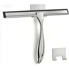 12 Inch Stainless Steel Shower Squeegee, All-Purpose Window & Glass Cleaner With Adhesive Hook, Streak-Free Squeegee For Shower Door, Bathroom, Mirror, Car Window (Silver) - Silver - View 12