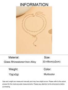 2pcs/Set Minimalist Asymmetric Crystal Necklace, Fashionable Layered Bow Decor Choker Necklace, Versatile For Daily Wear, Dates, Parties And Music Festivals. Chain Length Can Be Customized. - Multicolor - View 5