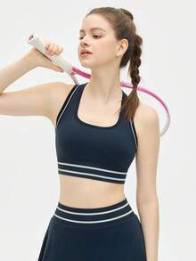 Leorrey 1 pieza Chaleco deportivo de moda para mujer para danza, yoga, pilates, running, fitness, tenis y golf - Azul - Ver 6