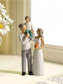1pc Small Family Theme Resin Figurine Decor Craft, Suitable For Bookshelf, Desk, Living Room And Bedroom, Perfect For Wedding Art Decor, Mother's Day Gift, Birthday Gift, Graduation Gift, Etc. - A Family Of Three - View 5