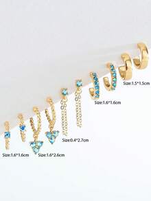 5雙水鑽裝飾耳環 - 綠色 - 查看 3