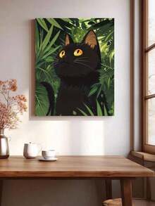 一套DIY无框丙烯画套装 - 黑猫，艺术个性化定制，成人手工，卧室及墙面装饰，简单有趣的绘画，无需绘画经验，实现你的艺术梦想，沉浸在缤纷多彩的世界中，每一笔都表达自我，馈赠亲朋好友的最佳礼物，40*50厘米 - 綠色 - 查看 5