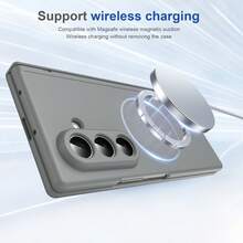 VIETAO Funda de teléfono compatible con Samsung Galaxy Z Fold 7 6 5 4 con protector de pantalla de cristal templado, carga inalámbrica magnética y cubierta completa - Gris - Ver 5