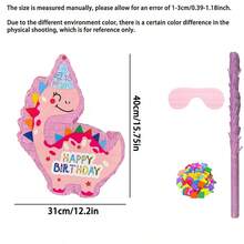 4pcs/Set Dinosaur Shaped Piñata Party Decorations, Includes Bat, Blindfold, Colorful Confetti, Suitable For Party Decor, Photo Props, Birthday, Halloween, Christmas, Anniversary - View 2