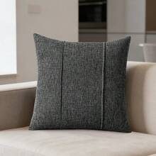 1/2 Piezas Funda de almohada estilo rústico de unicolor y diseño simple para cuadrada para decoración del hogar en sala de estar, dormitorio, sofá o cojín de coche (sin relleno de almohada) - Gris Oscuro - Ver 10