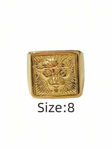 1枚狮头嘻哈复古哥特风个性休闲男士戒指，316不锈钢材质，18K真空镀金，经久耐用，防水防褪色，适合日常通勤、商务场合、街头派对、时尚搭配。 - 獅子頭男士戒指 - 查看 25