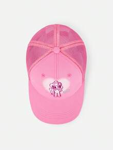 Balabala My Little Pony Girls Cartoon Graphic Glitter Star Print Mesh Trucker Baseball Cap - Rose Red - View 3
