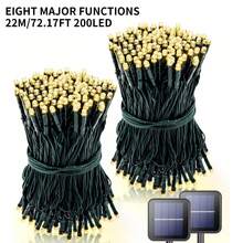 1PC Outdoor Solar String Lights, 40ft 100 LED Outdoor Solar Christmas Lights With 8 Lighting Modes, IP65 Waterproof Solar String Lights Outdoor Garden Party Tree Decorations, Warm White, Suitable For Indoor Wall Bedroom Decoration, Room Decoration, Halloween, LED Lights, Autumn Decoration, Christmas Decoration. - Warm White - View 16
