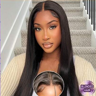 32 Inch 13x4 Lace Front Wigs Human Frontal Hair 200% Density Straight HD Lace Front Wigs Pre Plucked With Baby Hair 1B Black Wig Virgin Hair Lace Front Wigs Glueless For Women (Straight Wig 8-34 Inch Colored Wig)