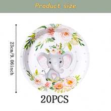 Bộ đồ dùng ăn uống dùng một lần hình voi và hoa đỏ, đĩa tiệc 7/9 inch, đĩa giấy, cốc và khăn ăn dùng một lần, thích hợp cho các dịp lễ, đám cưới, lễ đính hôn, sinh nhật, tiệc tùng, lễ kỷ niệm. - Nhiều màu - Xem 13