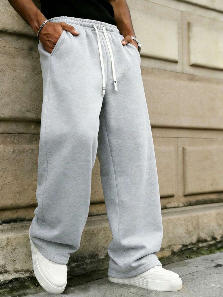 Men's Loose Fit Casual Sweatpants With Drawstring, Solid Color Design, Long Length, Versatile For Daily Wear, Jogging And Other Occasions, Suitable For Spring And Autumn Seasons - Multicolor - View 1