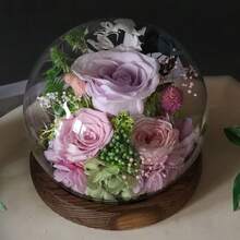 Transparent Glass Dome With Wooden Base, Decorative Display Case, Round Clear Glass Dome For Floral Preservation, DIY Glass Dome, Suitable For Home And Office Decor, Ideal For Halloween And Christmas Decoration - Multicolor - View 3
