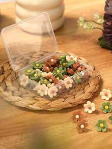 50pcs Thumb Tacks, Colorful & Decorative Flower Shaped Pins, Suitable For Soft Board, Wall, Office, Home (Coffee, Beige, Green) - Green, Coffee, Beige - View 4