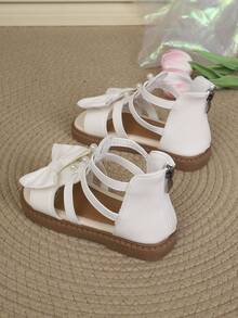 New Princess Shoes, Girls Sandals, Girls Shoes, Summer Flat Thick Bottom Open Toe Sandals, High-Top Roman Shoes, Soft Bottom Baby Shoes, Versatile Comfortable Big Kids Plus Size - White - View 5