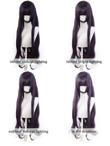 Cosplay Synthetic Wig 80cm Long Purple Gray Woman Hair Anime Heat Resistant Wigs - Multicolor - View 8