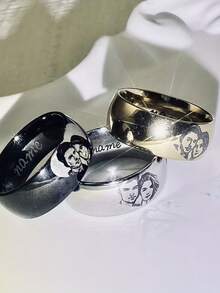 1pc Customized Fashion Personalized Stainless Steel Ring - Customizable Engraving, Durable, Suitable For Birthday, Anniversary, Wedding, Mother's Day, Father's Day, Easter, Family Ring, Customized Engraved Ring, Gift For Mom, Personalized Gift, Thanksgiving, Halloween, Christmas Gift - Multicolor - View 7