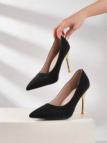 Giày cao gót nữ 2026 Xuân/Hè kiểu mới, mũi nhọn, chuyên nghiệp, thanh lịch, gợi cảm, tối giản, đa năng, gót nhọn bằng kim loại. - màu đen - Xem 5