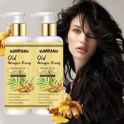 SUMIFANG 两瓶“老焦轩”洗发水和护发素，每瓶100毫升。生姜精华能深层滋养秀发，改善发丝干燥，提供营养，并对头发产生滋养效果。