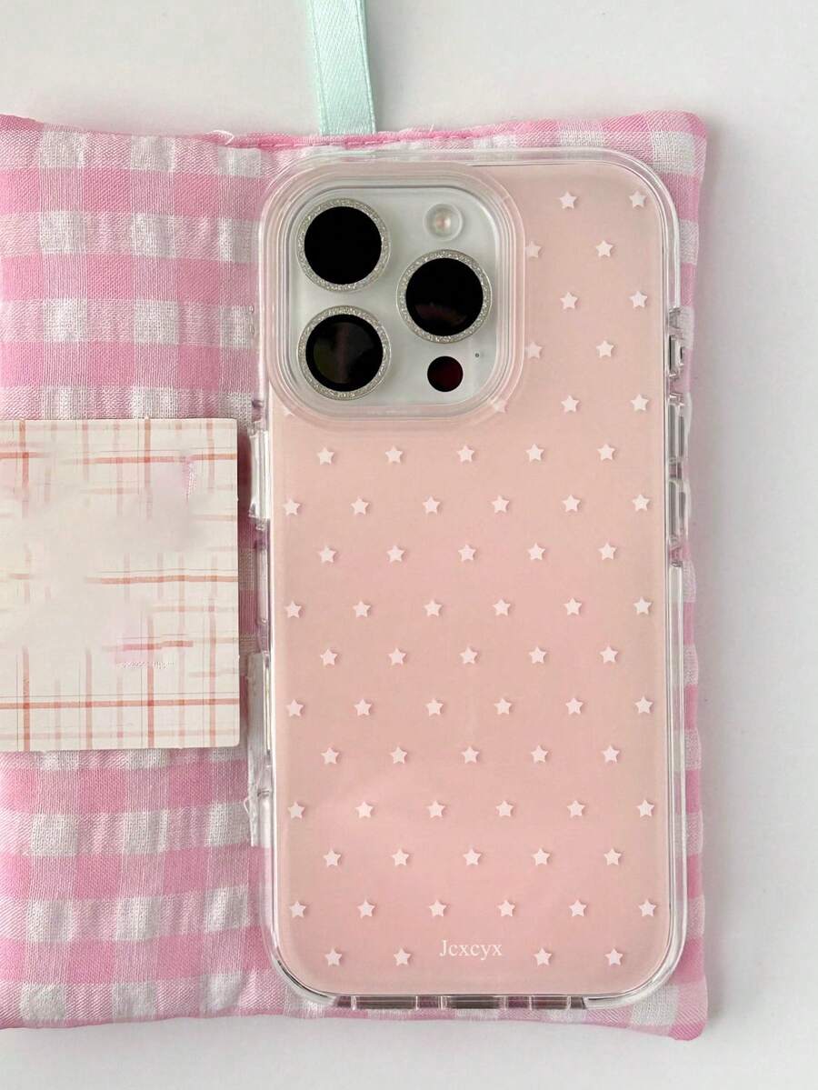 Ốp lưng điện thoại chống sốc họa tiết ngôi sao màu hồng dễ thương, tương thích với iPhone 17 Pro Max, 17 Pro, 11, 12, 13, 14, 15, 16 Pro Max, ốp bảo vệ IMD.