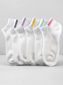 6 Pairs Colorful High Heel Women's White Socks, Breathable And Moisture-Wicking - White - View 4
