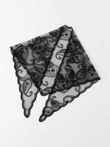 1 pieza Nuevo pañuelo triangular de seda decorativo y versátil con bordado de anacardo retro de moda para mujeres, adecuado para todas las estaciones - Multicolor - Ver 8