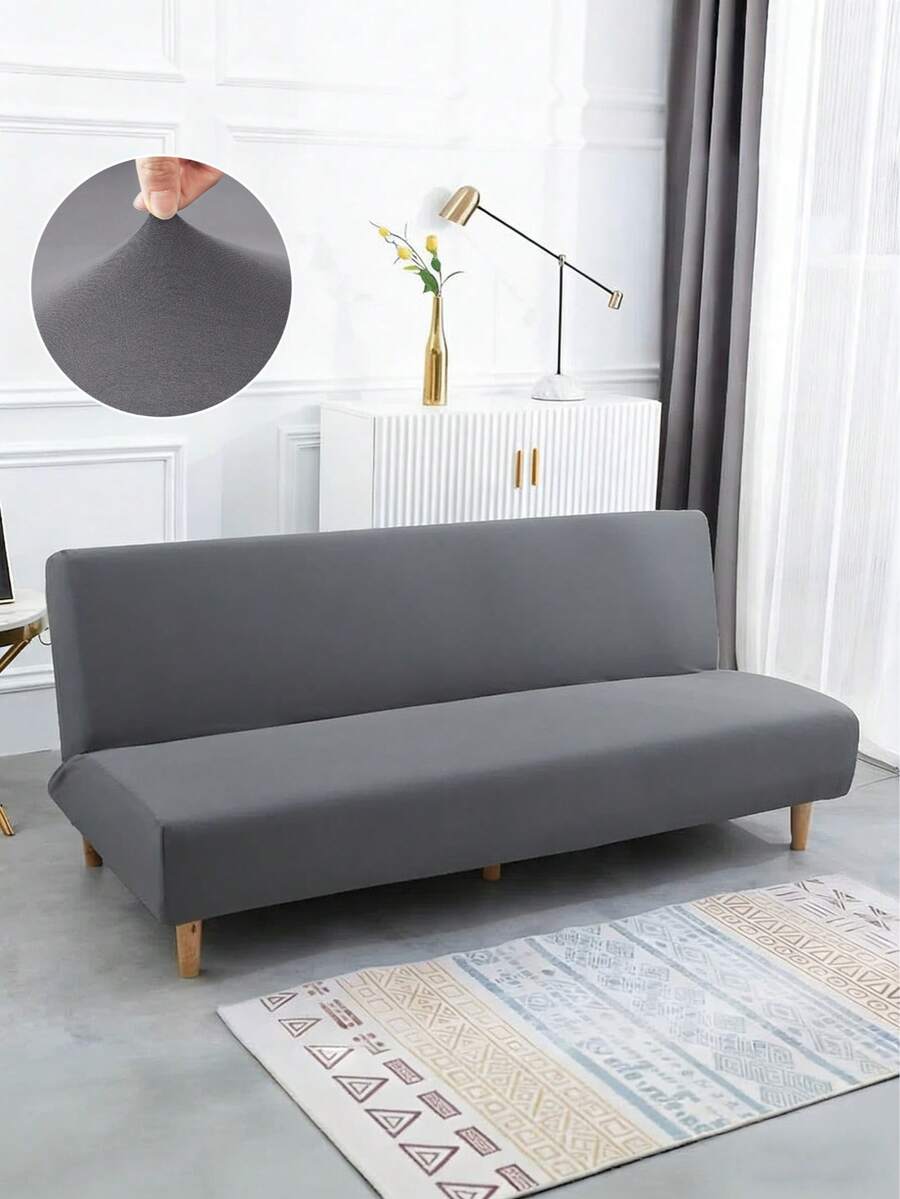 1pc Solid Color Milk Silk High Elasticity Anti-Dust Minimalist Sofa/Bed Cover, Suitable For All Seasons, Living Room & Bedroom