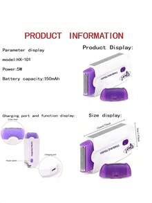 AXH. 女士专用专业电动剃毛器/脱毛器，适用于面部、腿部、比基尼线、手部及全身脱毛 - 紫色 - 查看 3