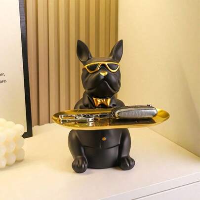 1pc Bulldog Shaped Decorative Tray, Unique Home Decor For Entryway, Key Holder, Creative & Adorable